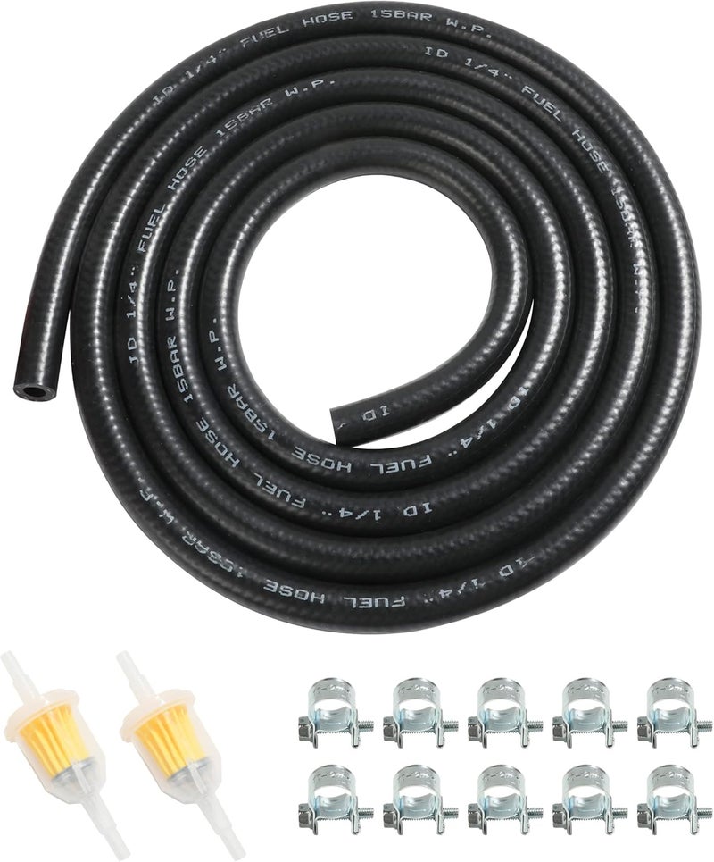 AOCISKA 6 Feet Fuel Line Hose for Small Engines,1/4" 5/16" Inch ID Fuel Line Kits with Gas Inline Fuel Filtersfor Mower, Tractor, Dirt Bike,Small Engines and Generators(6mm) - Image 1